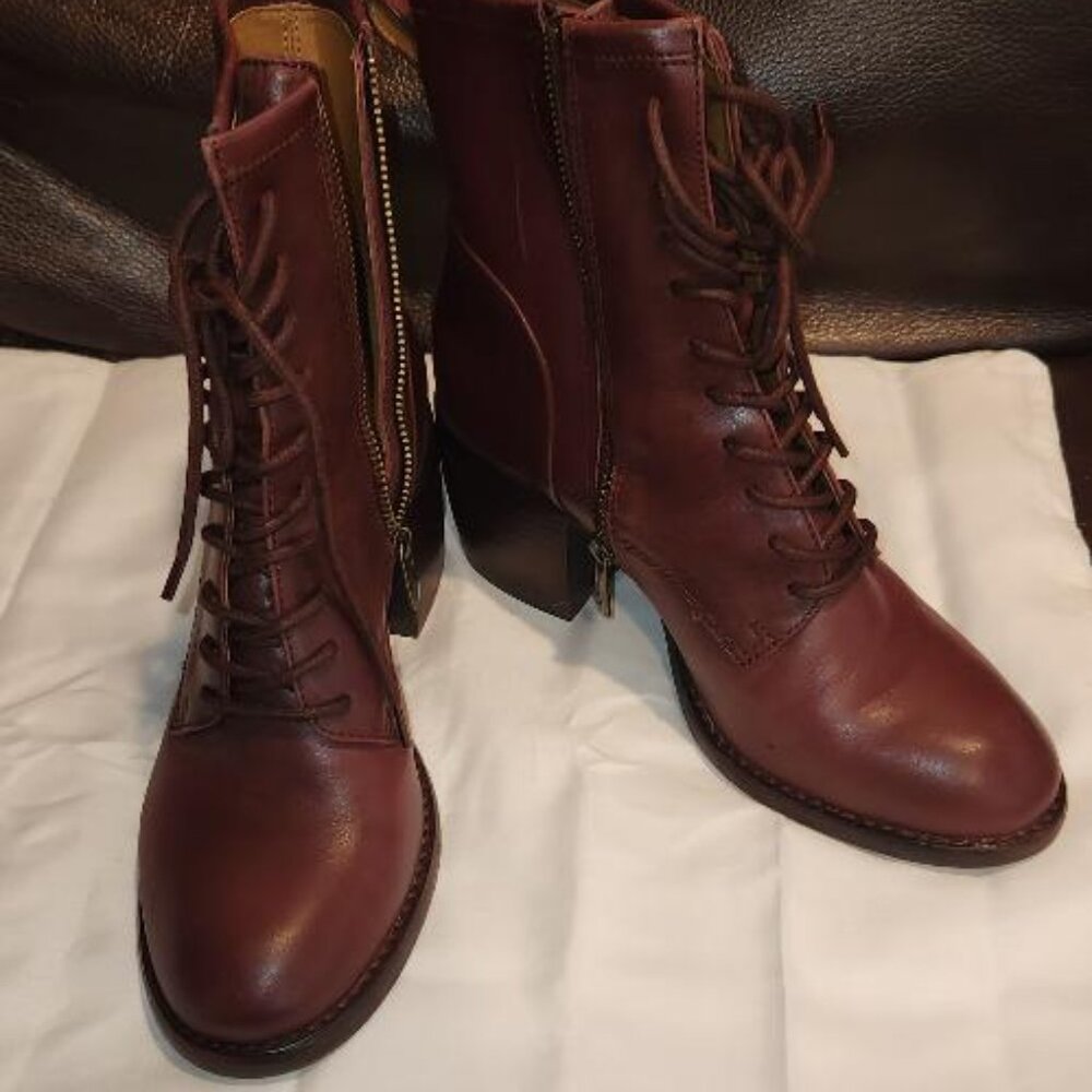 Patricia Nash Sicily booties in Merlot leather